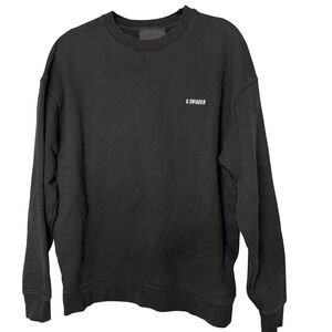 R. Swiader Mens Black Cotton Logo Crewneck Sweatshirt Size Medium